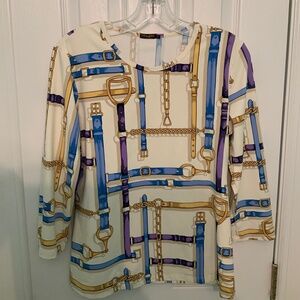 J MCLAUGHLIN  TOP Size M 3/4 sleeve equestrian belts